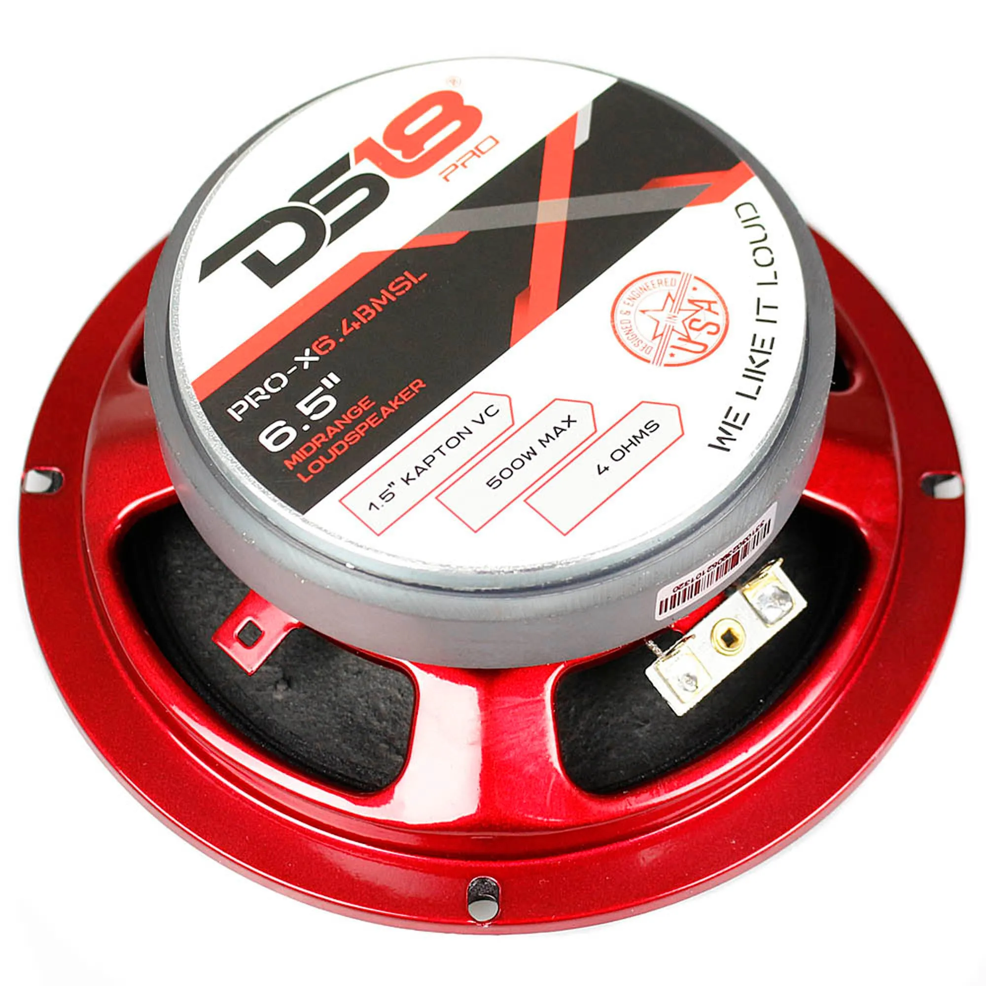 1 DS18 PRO-X6.4BMSL 400W Max 6.5" Slim Midrange Speaker and Bullet 4 Ohm Shallow
