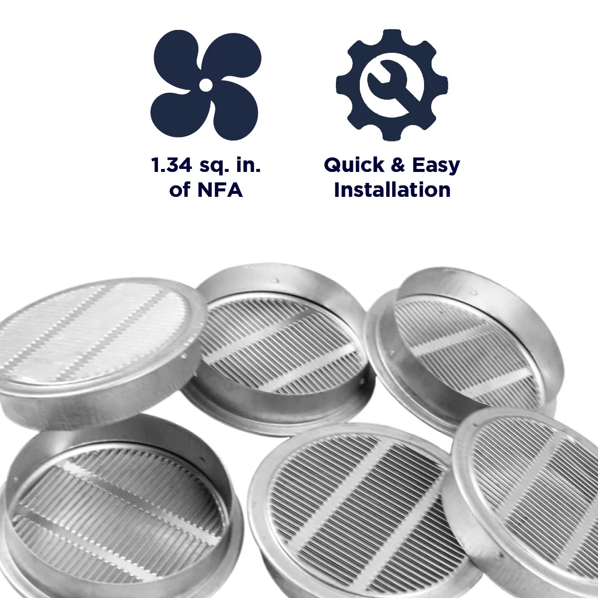 1 In. 3 In. and 4 In. Round Mini Soffit Vents in Mill