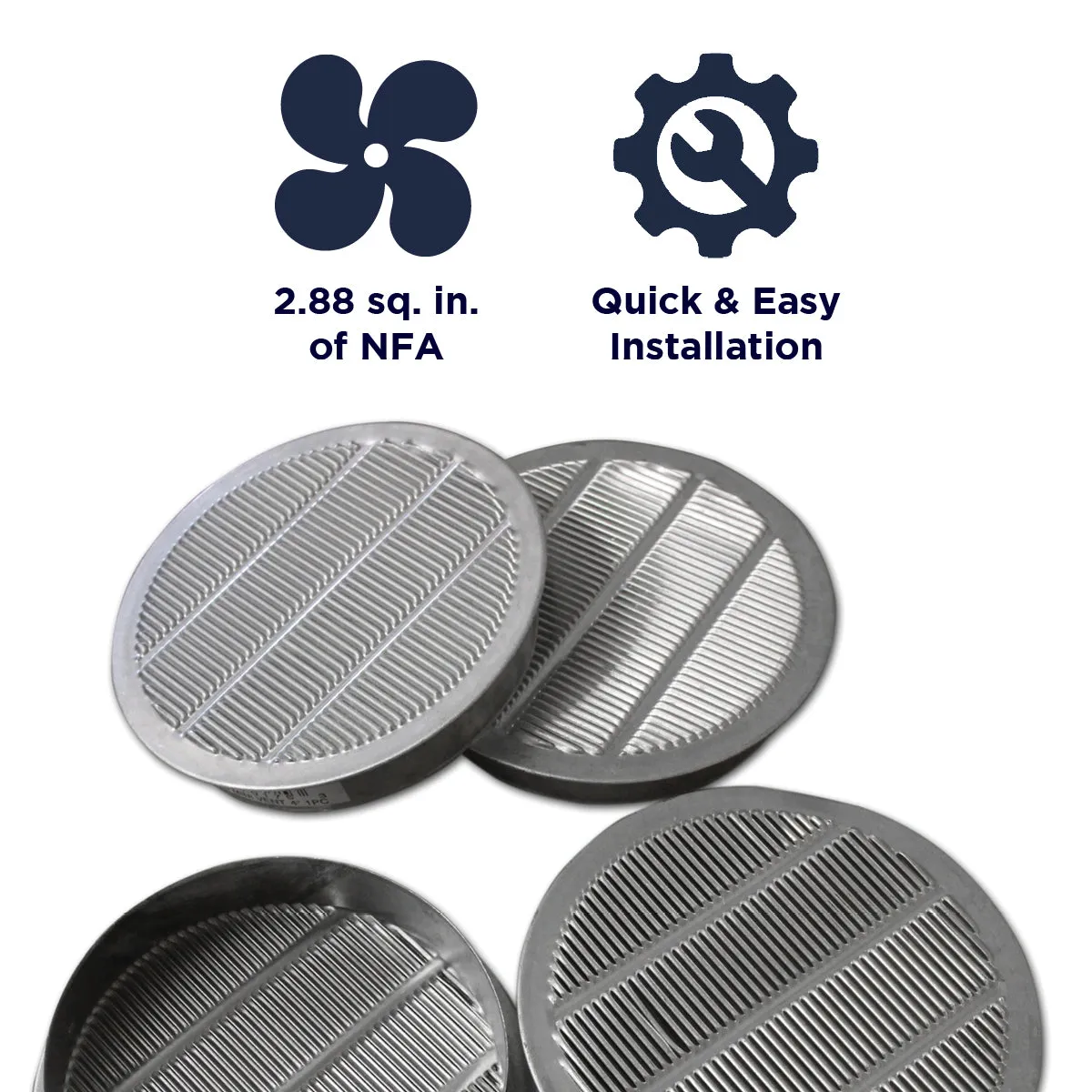 1 In. 3 In. and 4 In. Round Mini Soffit Vents in Mill