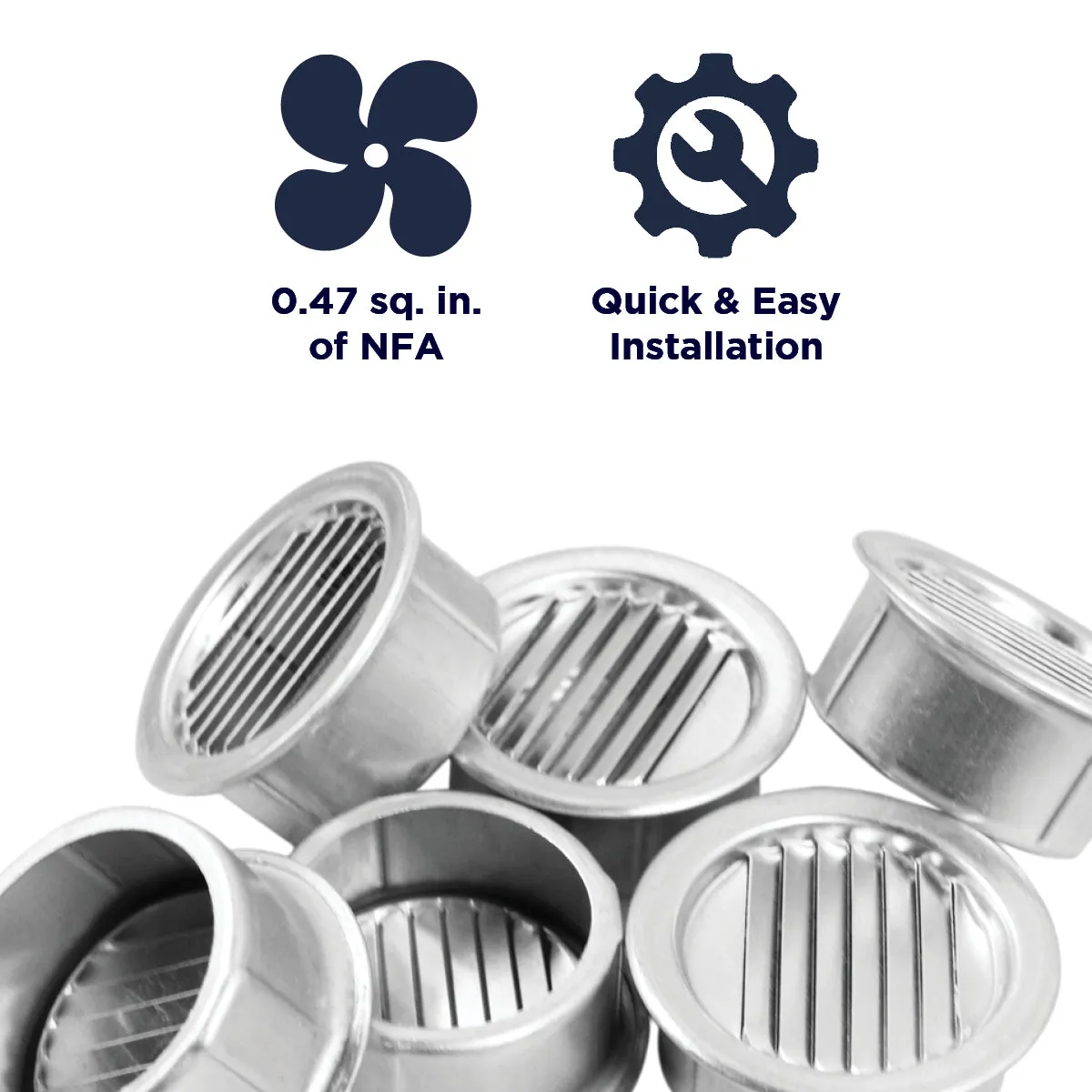 1 In. 3 In. and 4 In. Round Mini Soffit Vents in Mill