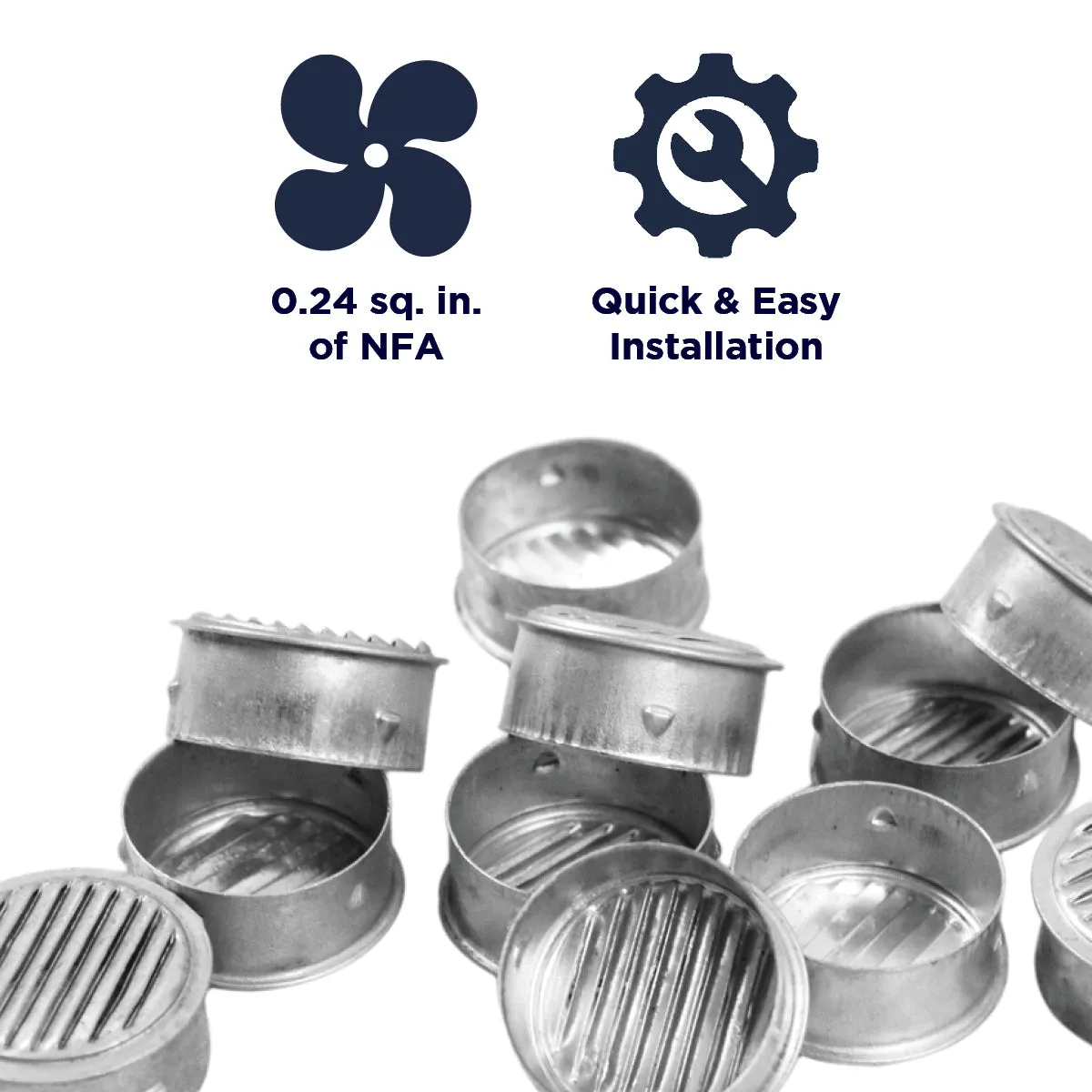 1 In. 3 In. and 4 In. Round Mini Soffit Vents in Mill