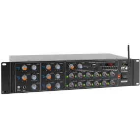 12-Ch. Audio Karaoke Bluetooth Amplifier - Stage & Studio Sound Mixer Receiver System With Microphone Talk-Over, Mp3/Usb/Sd/Aux, Rack Mount (6000 Watt)