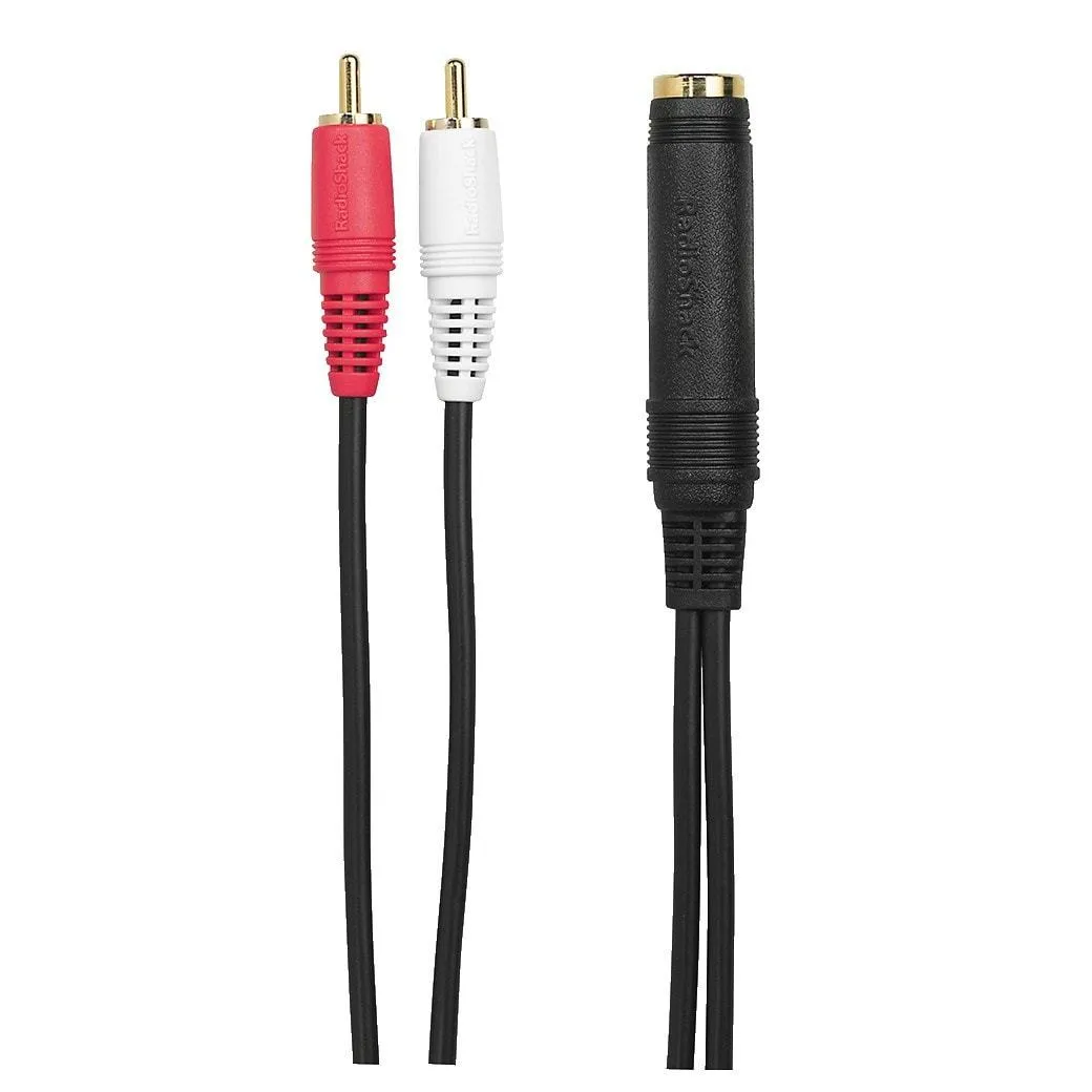 12” Shielded Dual RCA Male to 1/4" Stereo Female Y-Adapter Cable