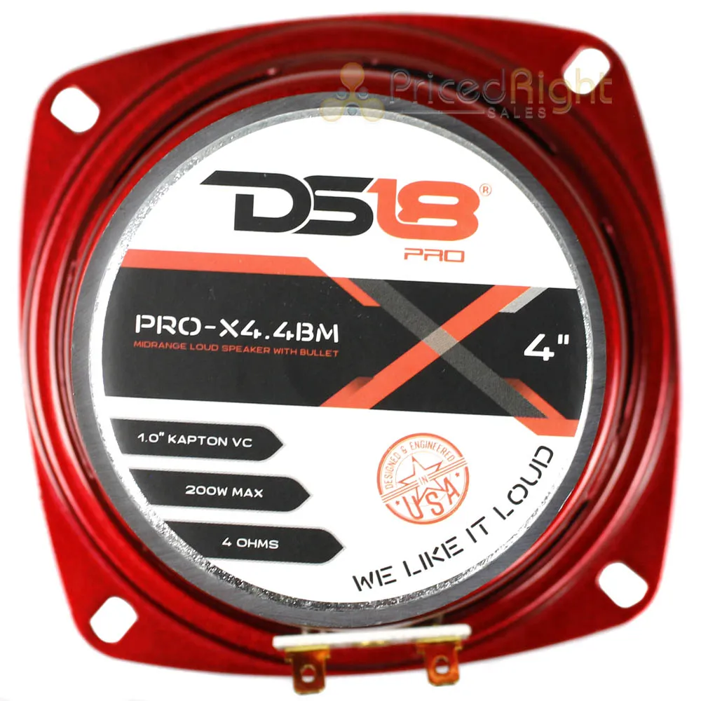 2 DS18 PRO-X4.4BM 200W Max 4" Midrange Speakers Loudspeaker With Bullet 4 Ohm