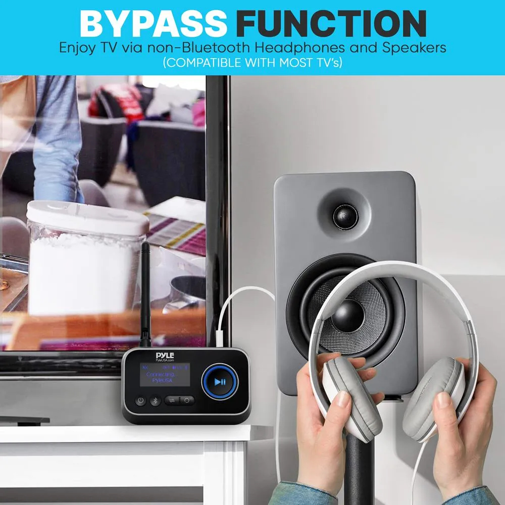 2-In-1 5.0 Wireless Bt Streaming Transmitter Receiver - Audio Transmitting Box For Home Appliances, Lcd Display, Optical, And Aux Audio Jacks