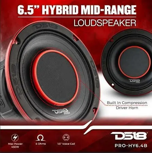 2 x DS18 PRO-HY6.4B 6.5" Hybrid Mid-Range Car Audio Loudspeaker "Premium Pro Audio Loudspeakers at Audio Jam in Bear, DE – Unmatched Sound Performance!"