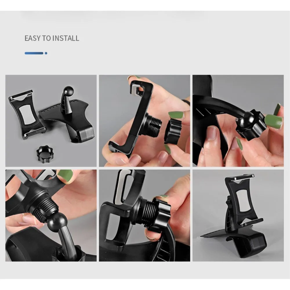 3 in 1 Car GPS Smartphone Holder: Dashboard / Visor Clamp   AC Grid Clip for Blackview BV7000 - Black