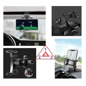 3 in 1 Car GPS Smartphone Holder: Dashboard / Visor Clamp   AC Grid Clip for Blackview BV7000 - Black