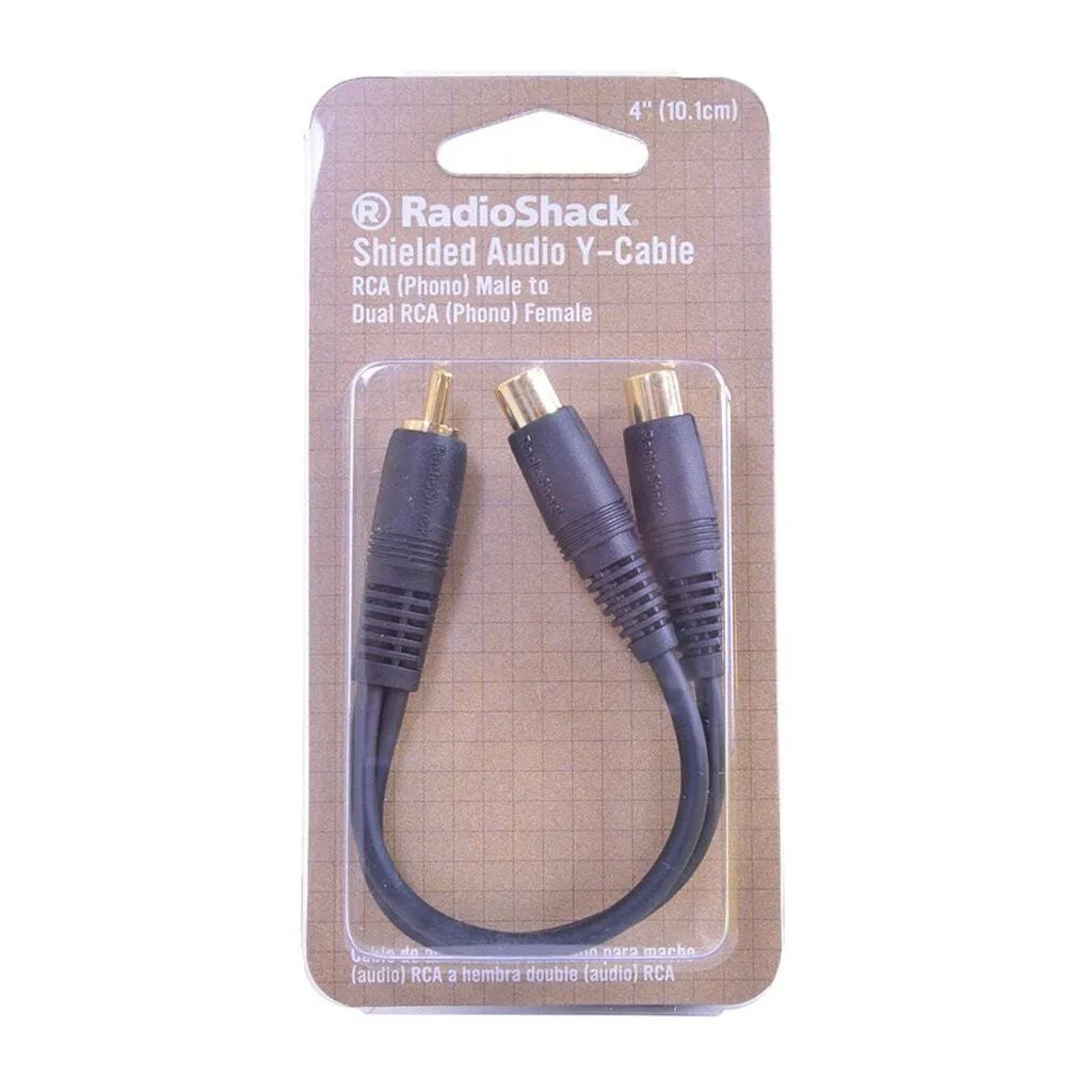 4” Phono (RCA) Male to Dual RCA Phono Female Y-Cable Adapter