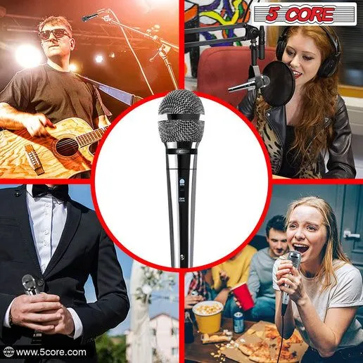 5 CORE Microphone Dynamic Vocal Handheld Mic Cardioid Unidirectional Microfono w On Off Switch   XLR Audio Cable for Singing Karaoke Public Speaking & Parties - PM 111 CH
