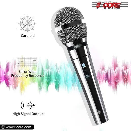 5 CORE Microphone Dynamic Vocal Handheld Mic Cardioid Unidirectional Microfono w On Off Switch   XLR Audio Cable for Singing Karaoke Public Speaking & Parties - PM 111 CH