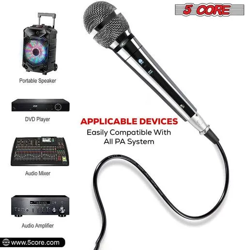 5 CORE Microphone Dynamic Vocal Handheld Mic Cardioid Unidirectional Microfono w On Off Switch   XLR Audio Cable for Singing Karaoke Public Speaking & Parties - PM 111 CH