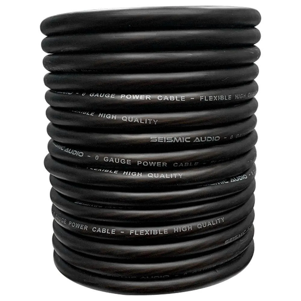 50 Foot Spool of 1/0 Gauge Power Amplifier Ground / Power Wire for Car Audio - Black Amp Wire