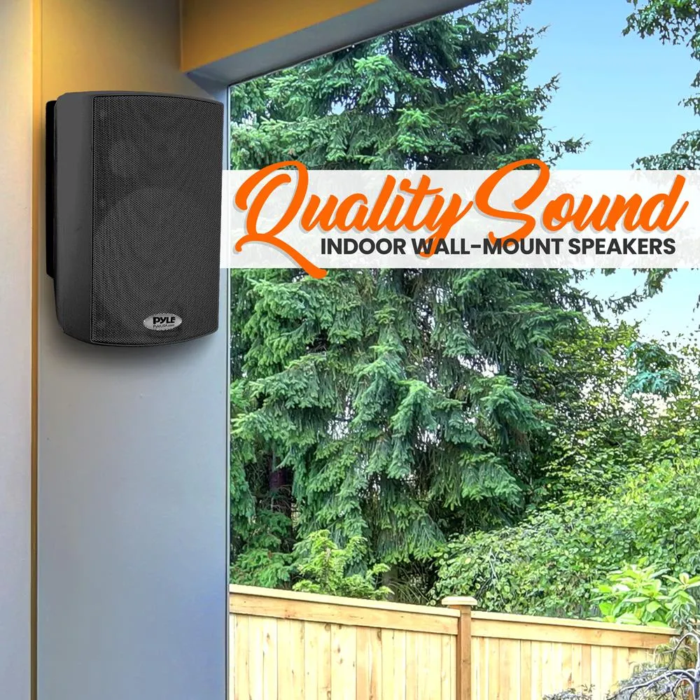 5.25'' Pro-Active Wall-Mountable Speakers - 300 Watts Rms Speakers With 2-Way Full Range Stereo Sound Reproduction, Pair (Black)