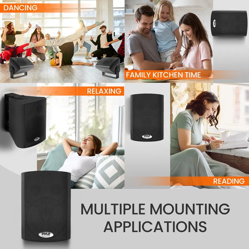 5.25'' Pro-Active Wall-Mountable Speakers - 300 Watts Rms Speakers With 2-Way Full Range Stereo Sound Reproduction, Pair (Black)