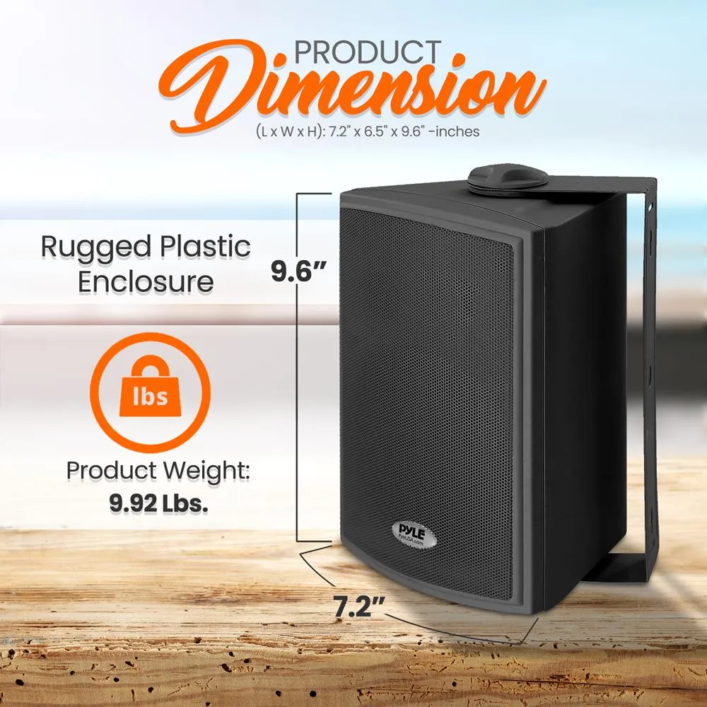 5.25'' Pro-Active Wall-Mountable Speakers - 300 Watts Rms Speakers With 2-Way Full Range Stereo Sound Reproduction, Pair (Black)