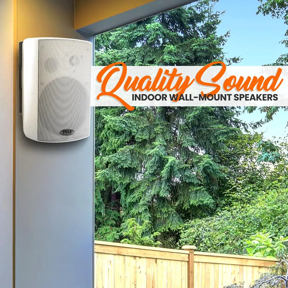 5.25'' Pro-Active Wall-Mountable Speakers - 300 Watts Rms Speakers With 2-Way Full Range Stereo Sound Reproduction, Pair (White)