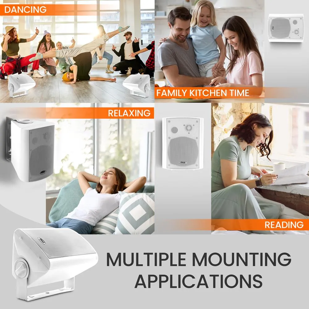 5.25'' Pro-Active Wall-Mountable Speakers - 300 Watts Rms Speakers With 2-Way Full Range Stereo Sound Reproduction, Pair (White)