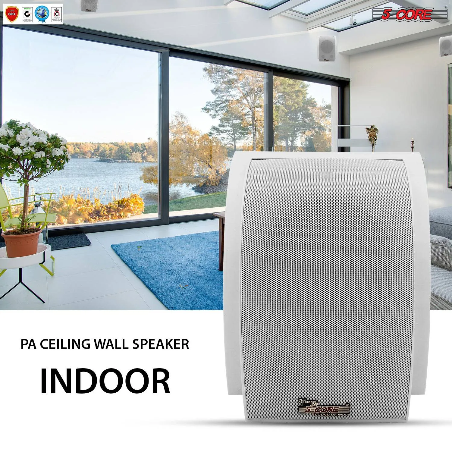 5Core Outdoor 40W 2Way 5 inches Wall Speaker Surround Sound Indoor