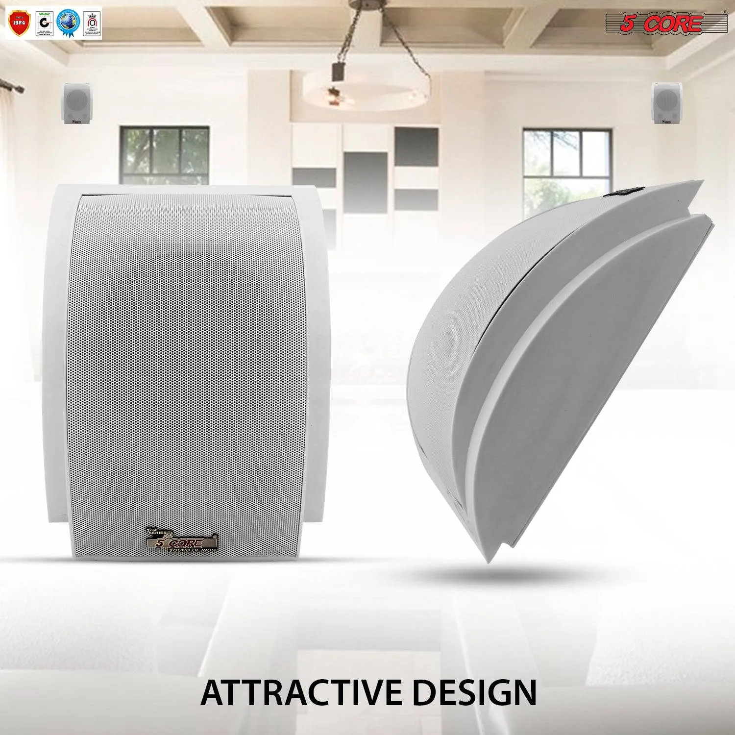 5Core Outdoor 40W 2Way 5 inches Wall Speaker Surround Sound Indoor