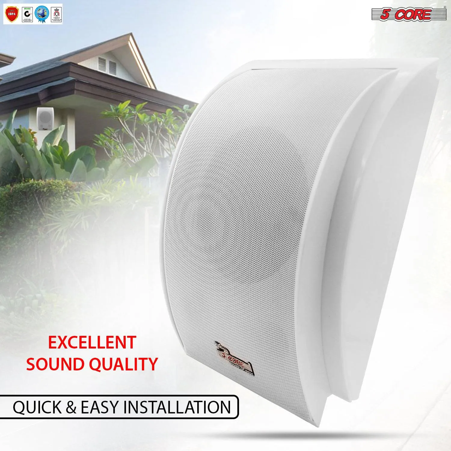 5Core Outdoor 40W 2Way 5 inches Wall Speaker Surround Sound Indoor