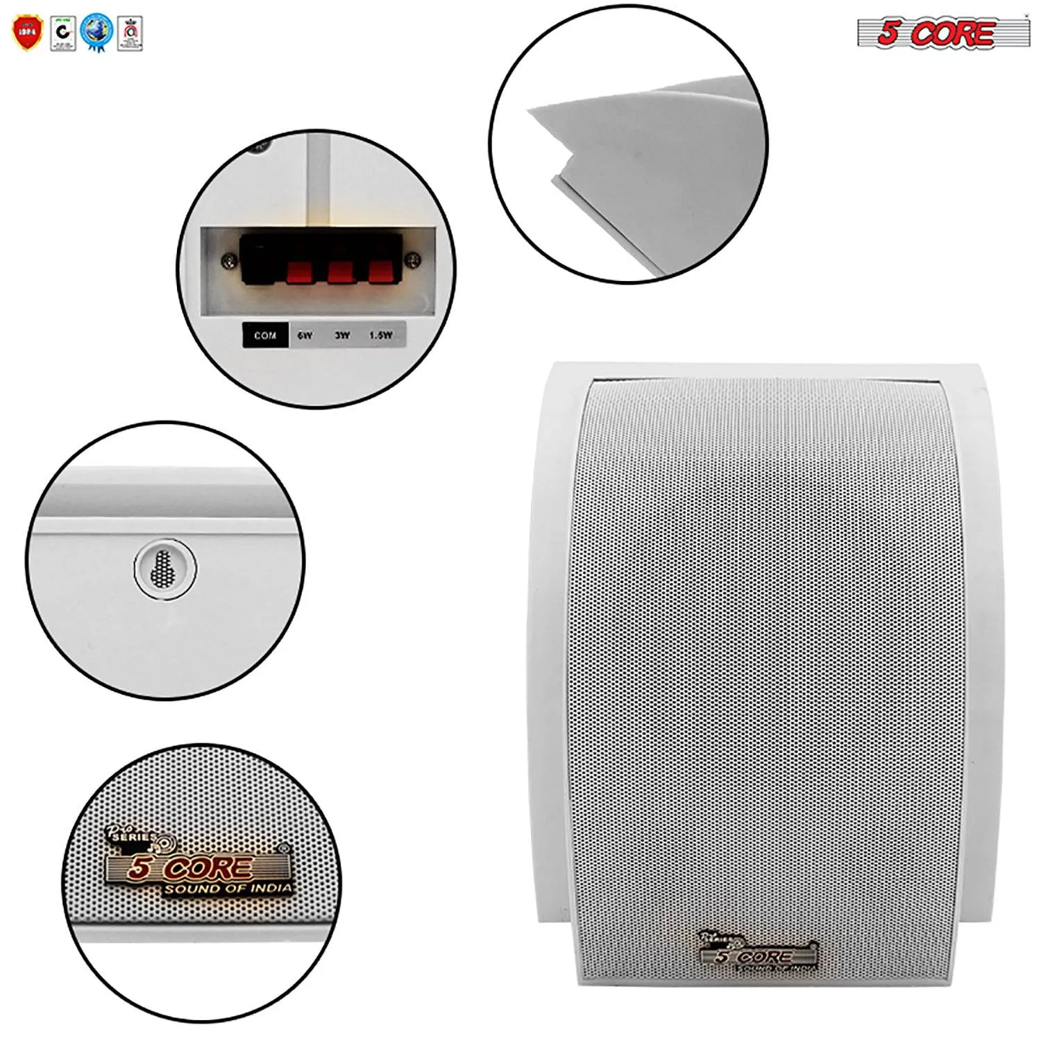 5Core Outdoor 40W 2Way 5 inches Wall Speaker Surround Sound Indoor
