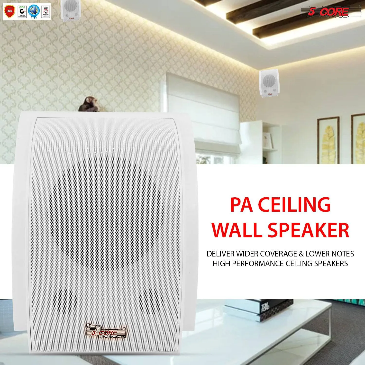 5Core Outdoor 40W 2Way 5 inches Wall Speaker Surround Sound Indoor