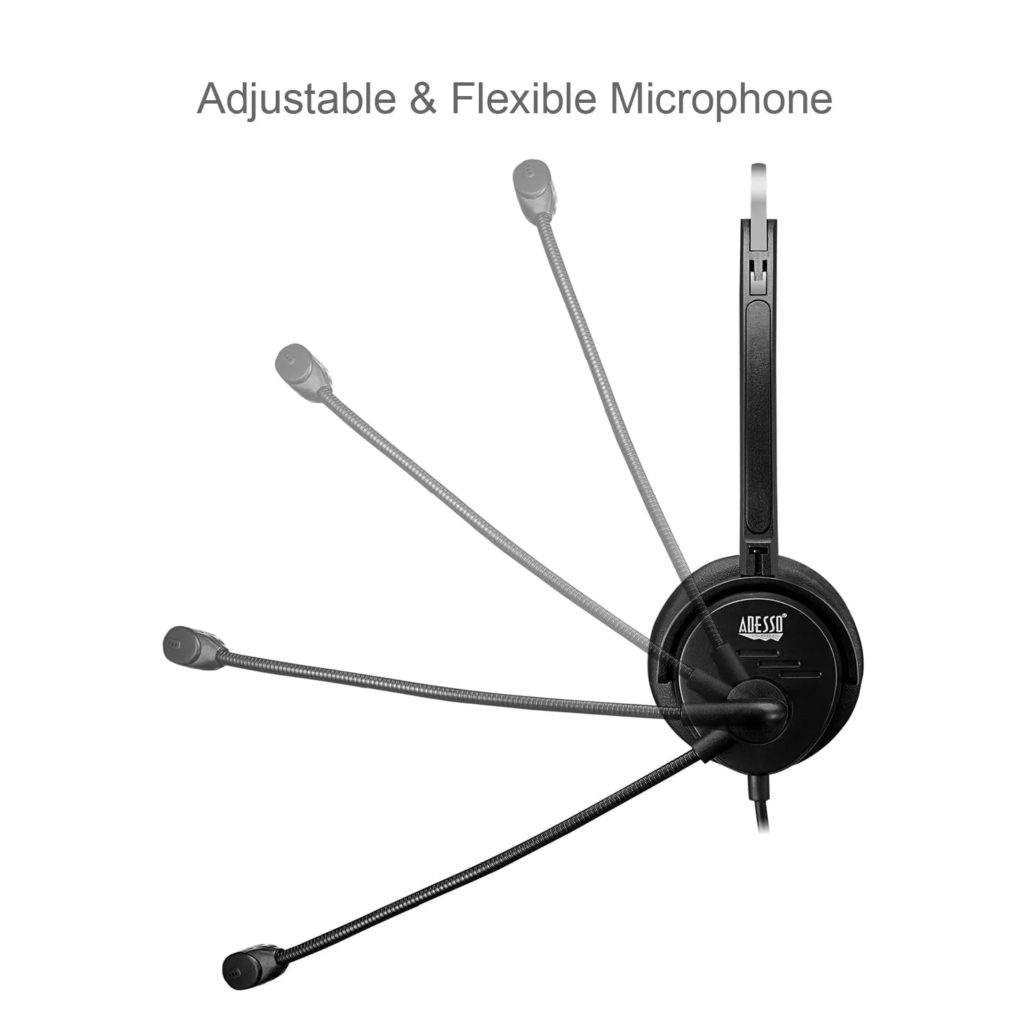 Adesso Xtream P1 Headset, Single Sided USB Wired Headset, With Adjustable Noise-Cancelling Microphone