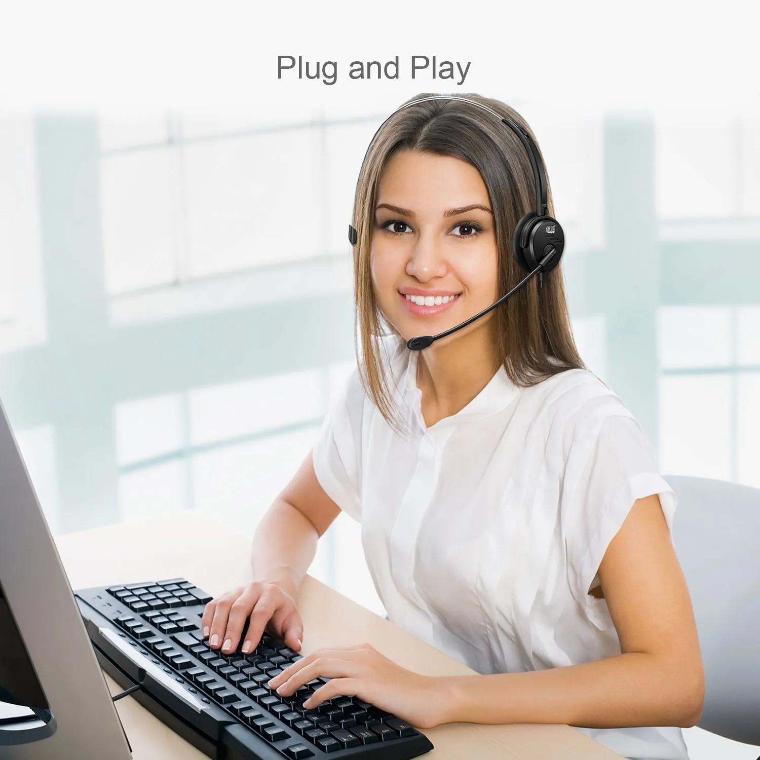 Adesso Xtream P1 Headset, Single Sided USB Wired Headset, With Adjustable Noise-Cancelling Microphone