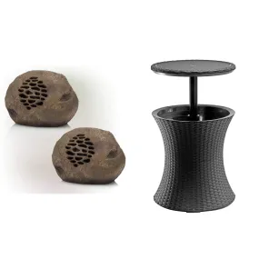 Alpine Bluetooth Solar Outdoor Rock Speakers & Keter Cool Bar