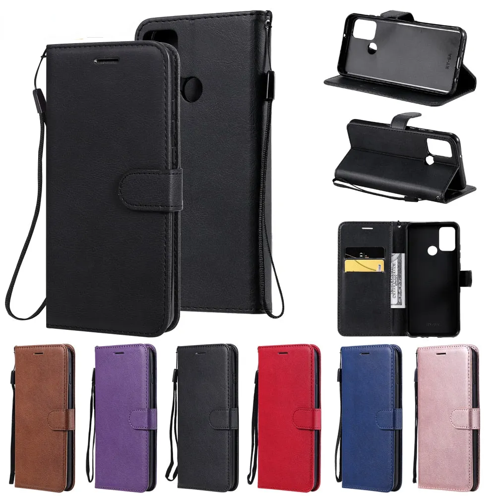 Anymob Purple Leather Case Magnetic Flip Cover Wallet Phone Protection for Huawei P Smart 2020