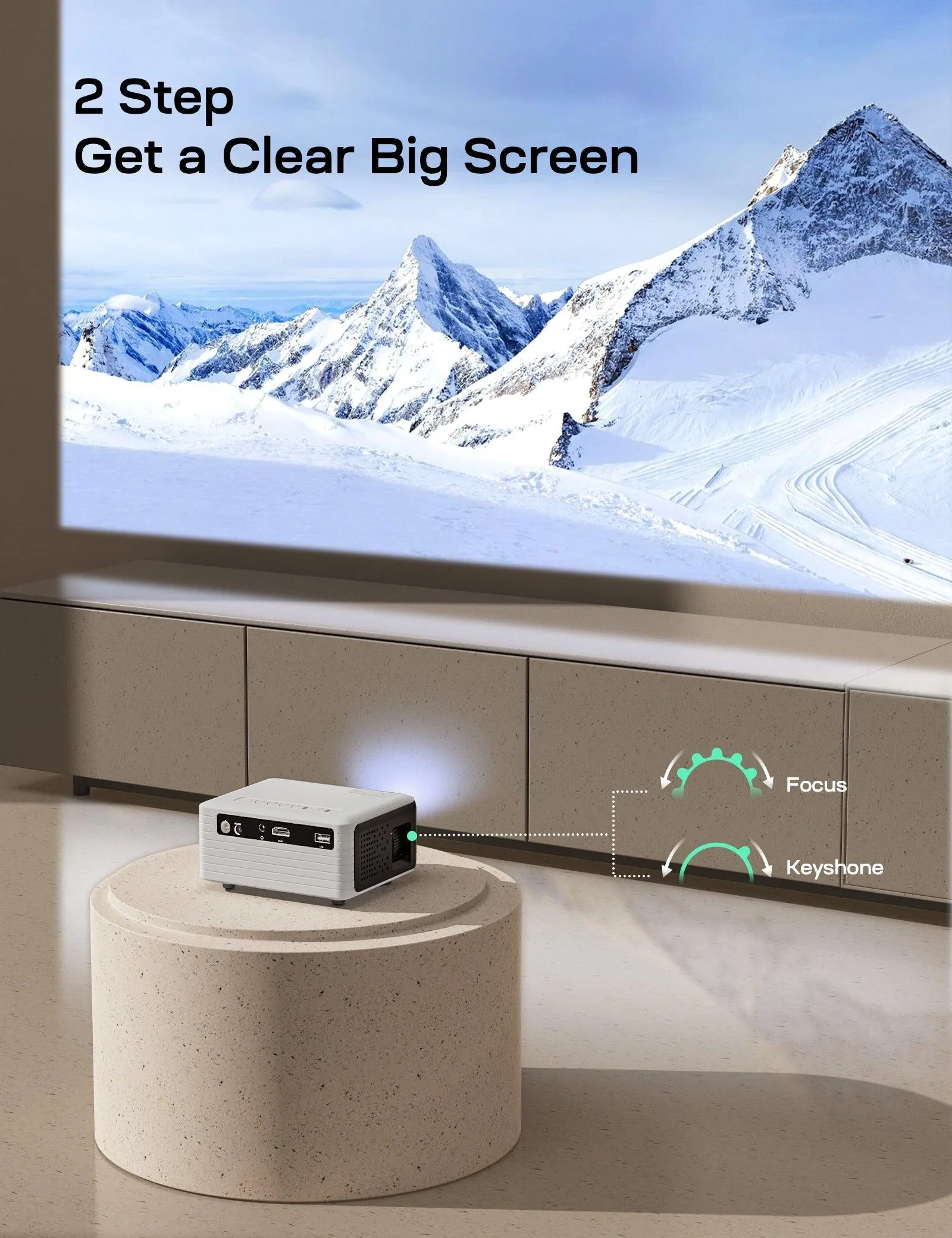Apeman LC-500 Mini Projector ,Multimedia Home Theater Movie Projector, Compatible with HDMI, USB, AV, Laptop, Smartphone 5500Lumens Portable Projector 720P, 20000  Hours