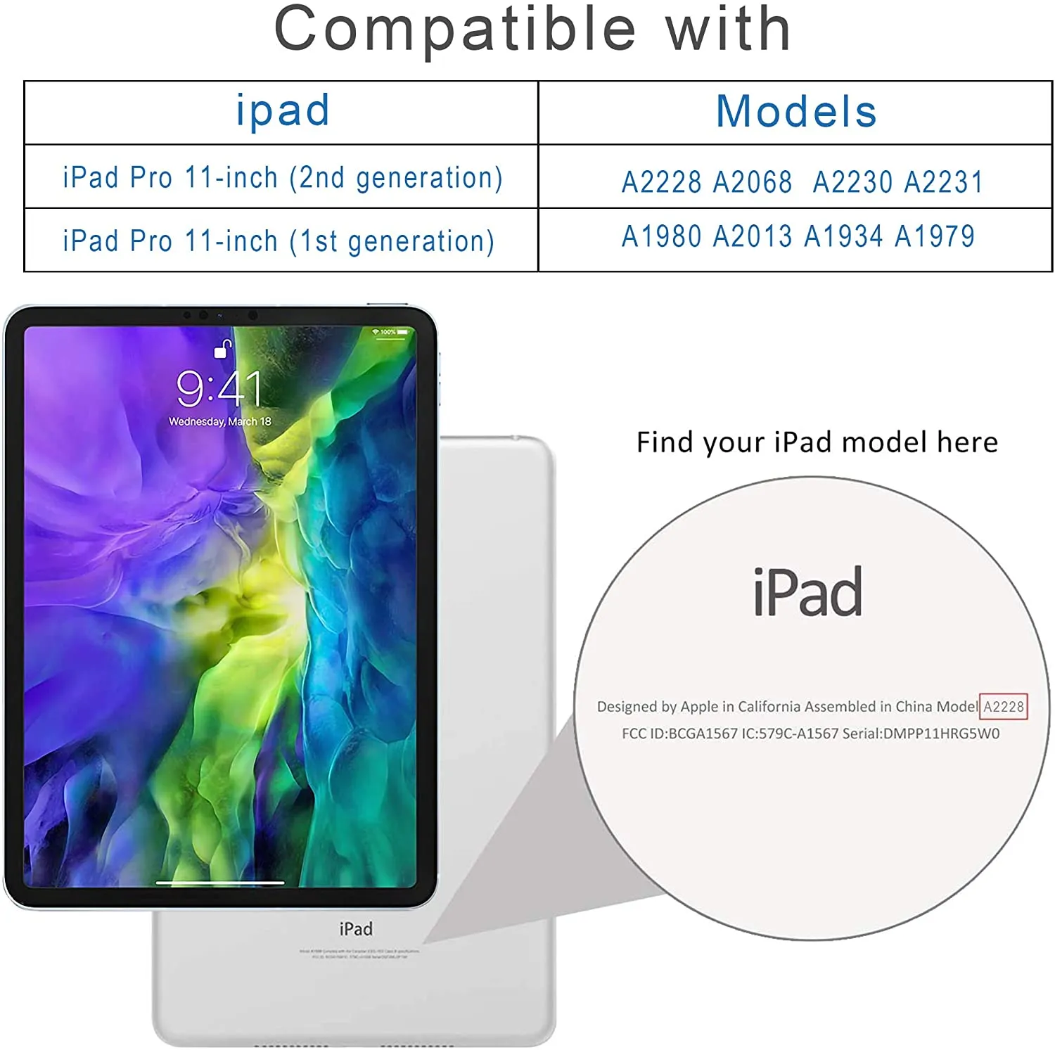 Arae for iPad Pro 11 2020 Case/iPad Pro 11 2018 Case Auto Wake/Sleep Feature Standing Cover