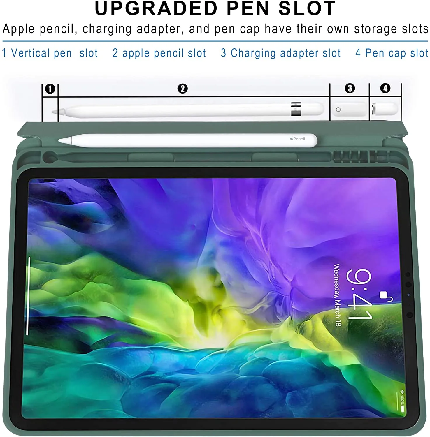 Arae for iPad Pro 11 2020 Case/iPad Pro 11 2018 Case Auto Wake/Sleep Feature Standing Cover
