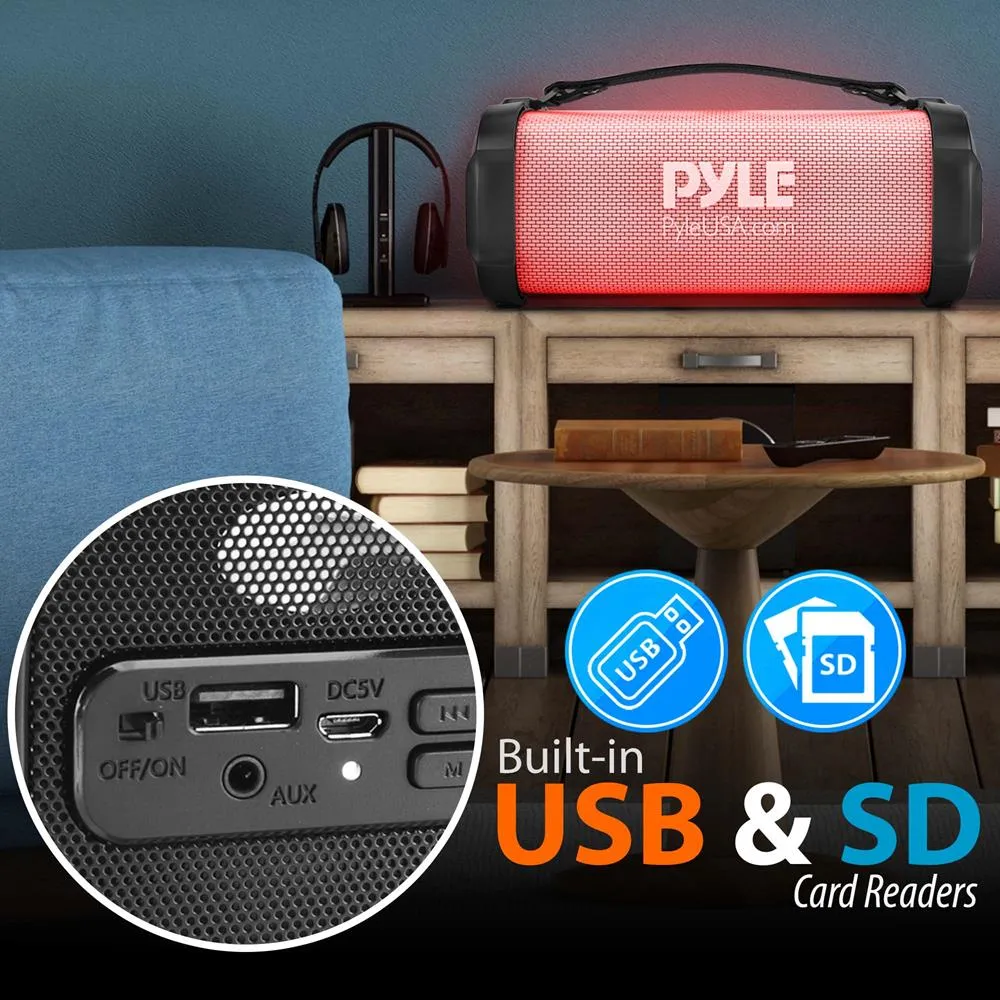 Bluetooth Boombox Speaker System - Wireless & Portable Stereo Radio Speaker With Built-In Rgb Lights, Fm Radio