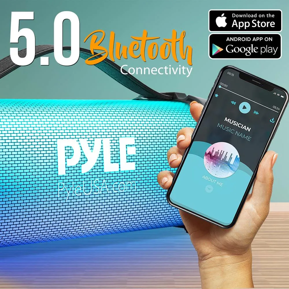 Bluetooth Boombox Speaker System - Wireless & Portable Stereo Radio Speaker With Built-In Rgb Lights, Fm Radio