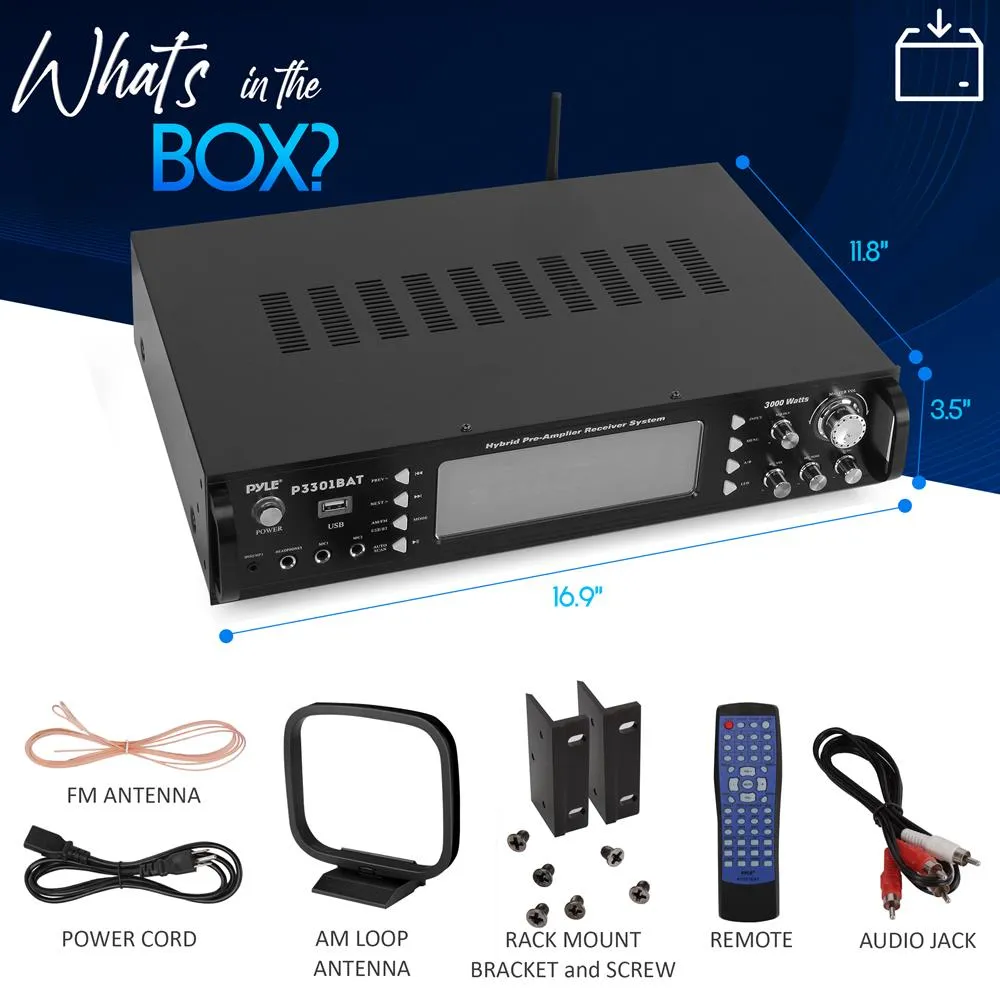 Bluetooth Hybrid Amplifier Receiver - Home Theater Stereo Amplifier With Bluetooth Wireless Streaming, Am/Fm Radio, Mp3/Usb Reader (3000 Watt Max)