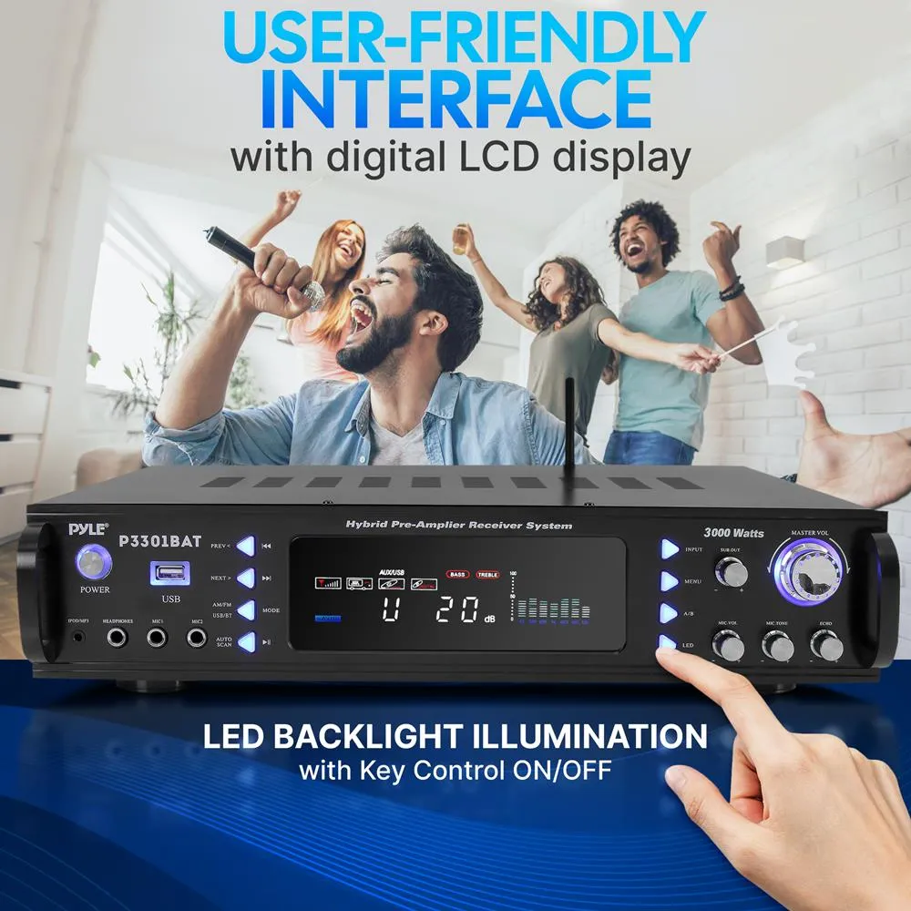 Bluetooth Hybrid Amplifier Receiver - Home Theater Stereo Amplifier With Bluetooth Wireless Streaming, Am/Fm Radio, Mp3/Usb Reader (3000 Watt Max)