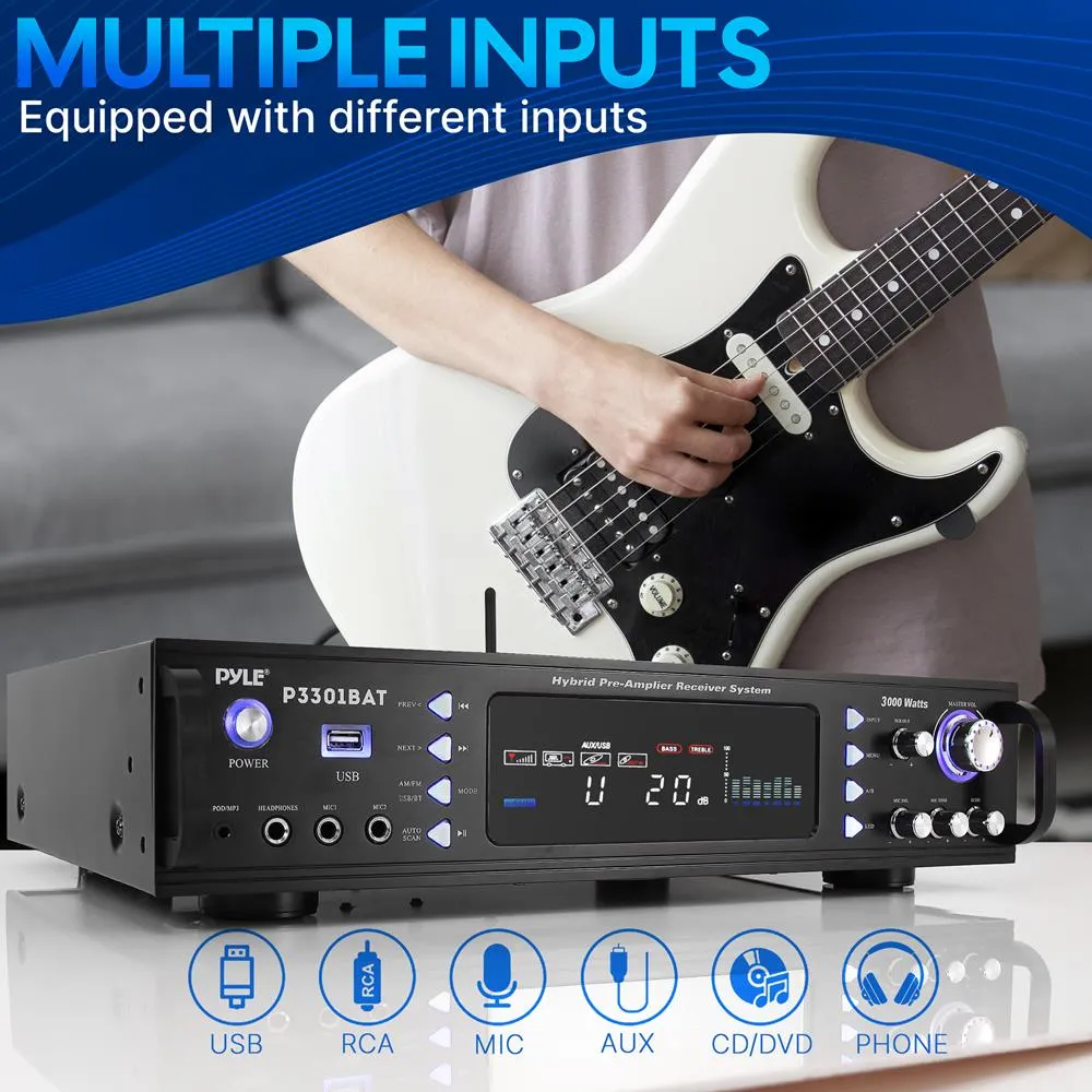 Bluetooth Hybrid Amplifier Receiver - Home Theater Stereo Amplifier With Bluetooth Wireless Streaming, Am/Fm Radio, Mp3/Usb Reader (3000 Watt Max)