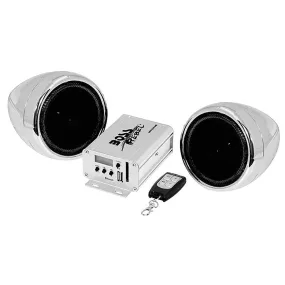 Boss Audio 3in Chrome 2-Channel Amplified Motorcycle/ATV 600W Weatherproof Speaker Kit