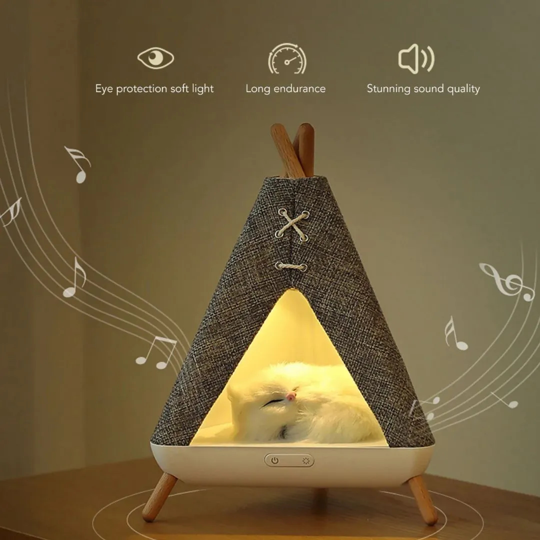 Cat in Camp Lamp | Cute Cat Lamp with Bluetooth Speaker