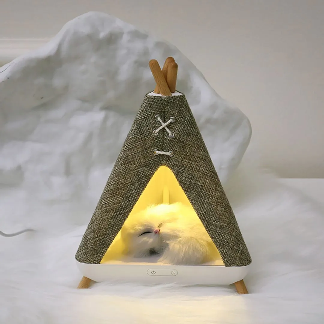 Cat in Camp Lamp | Cute Cat Lamp with Bluetooth Speaker