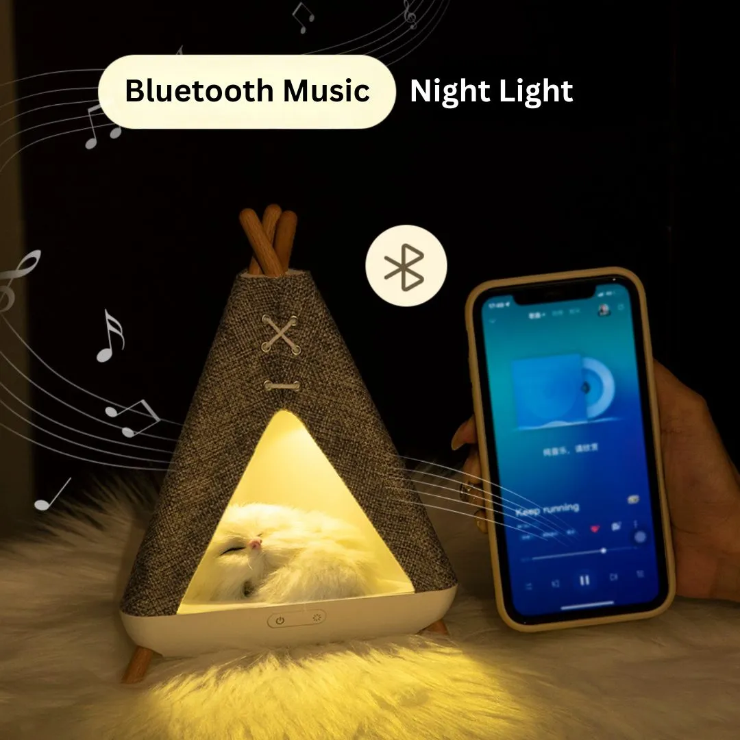 Cat in Camp Lamp | Cute Cat Lamp with Bluetooth Speaker