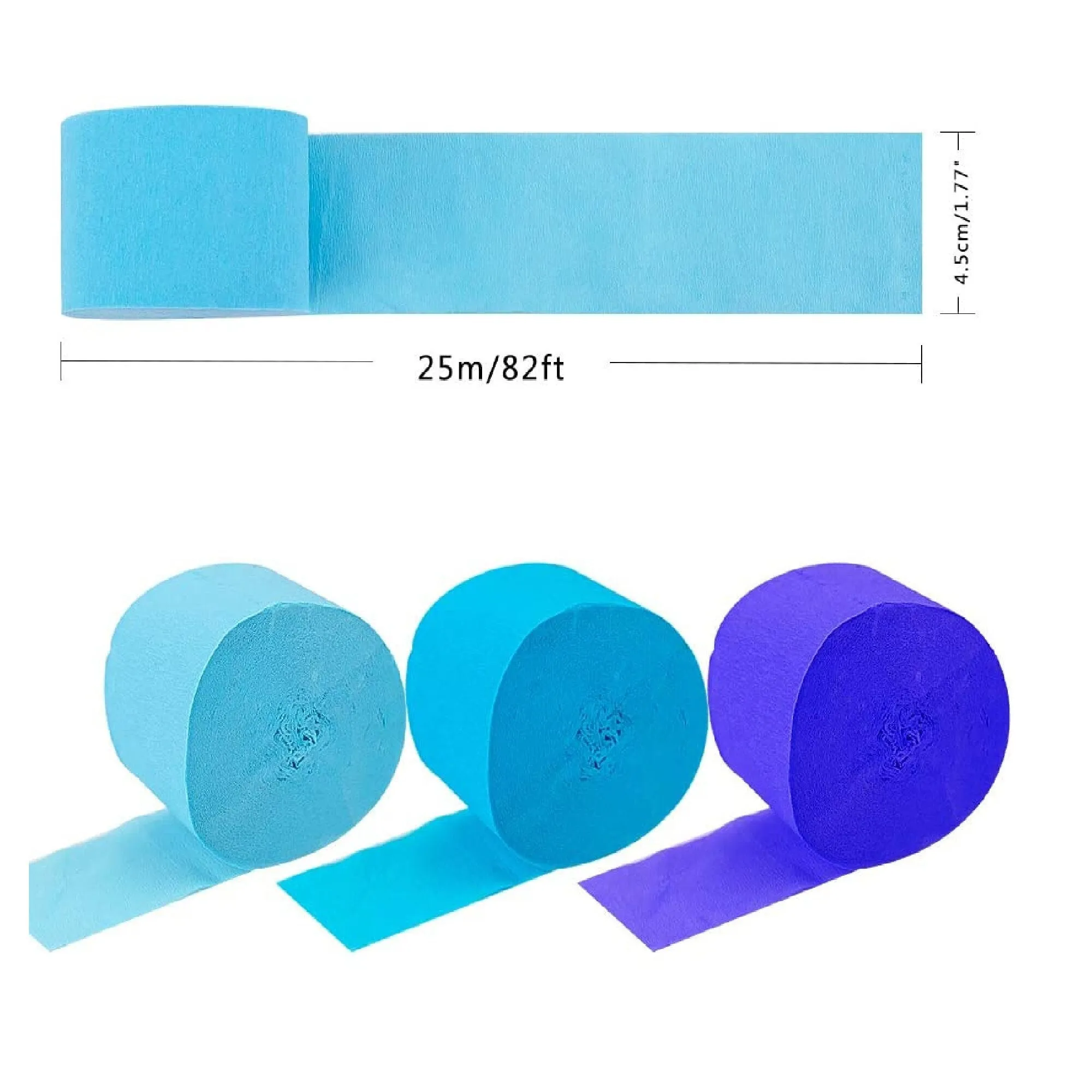 Coceca 12 Rolls Of Crepe Paper Streamers 984 Feet | Of 3 Colors For Birthday Party | DIY Baby Color Blue