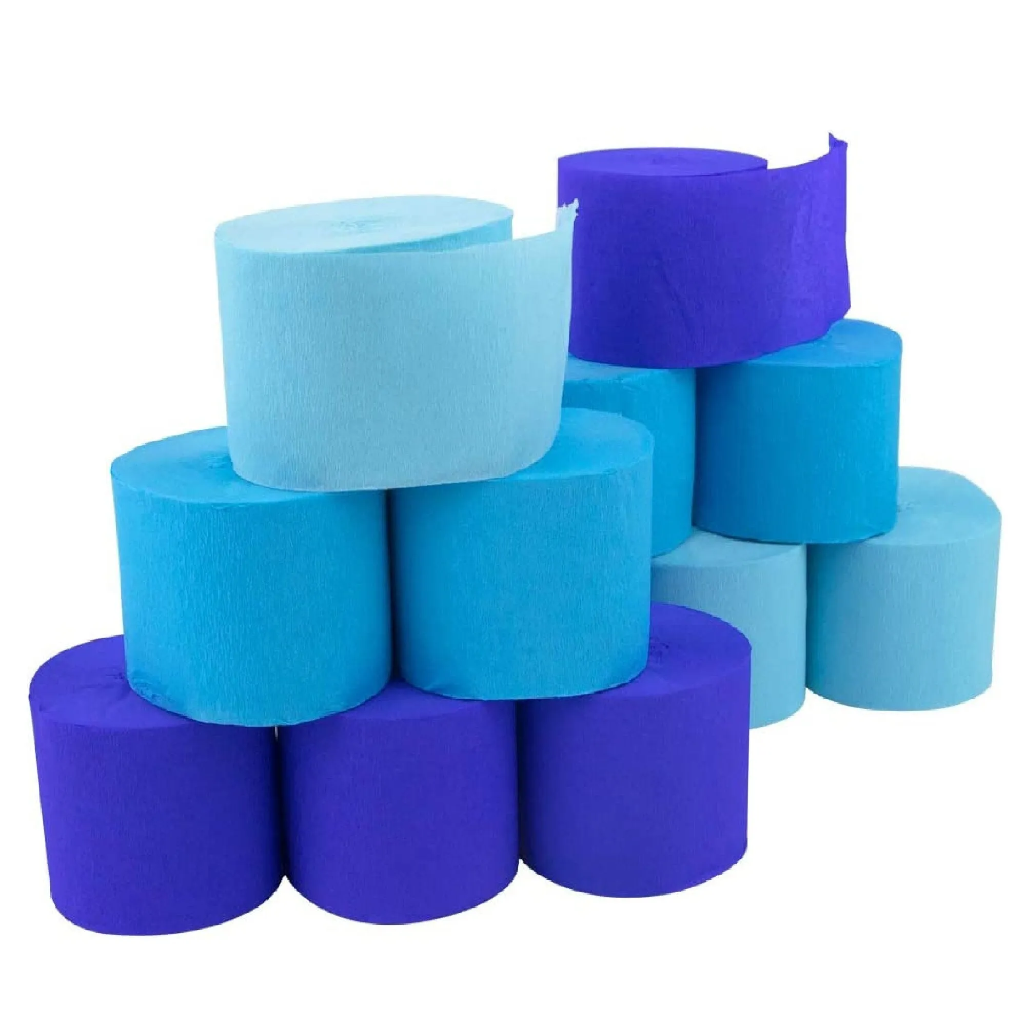 Coceca 12 Rolls Of Crepe Paper Streamers 984 Feet | Of 3 Colors For Birthday Party | DIY Baby Color Blue