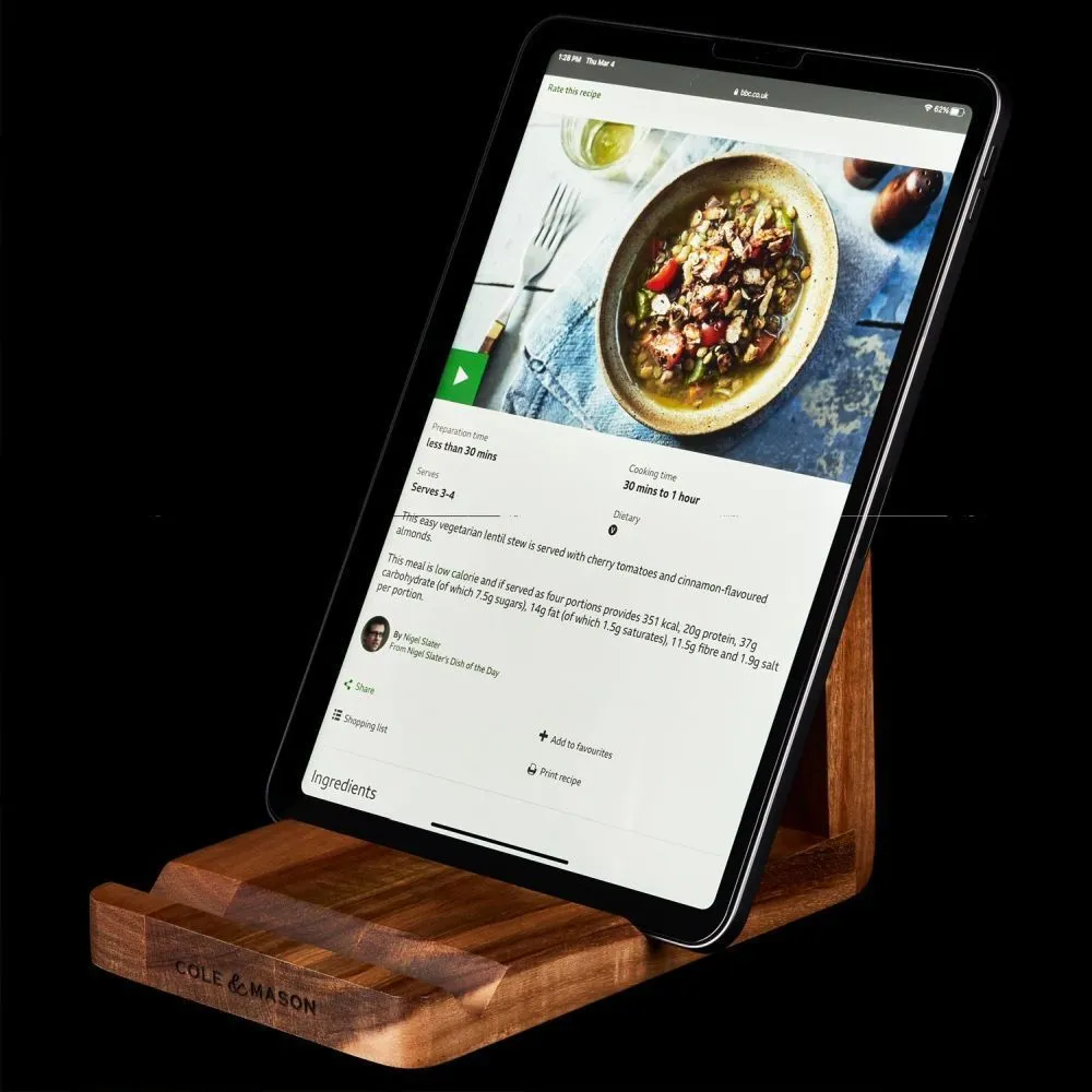 Cole & Mason 18cm Buckland Acacia Recipe Cook Book & Tablet Stand