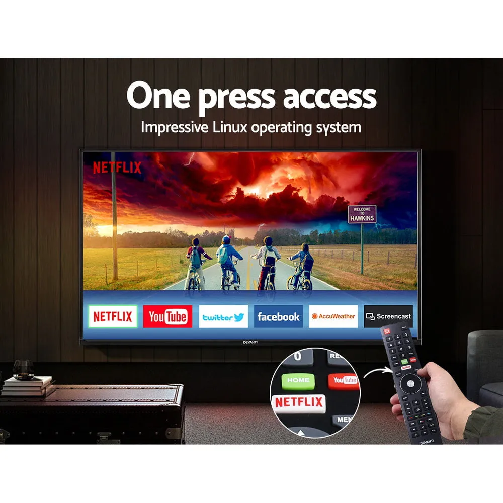 Devanti Smart LED TV 55" Inch 4K UHD HDR LCD Slim Thin Screen Netflix