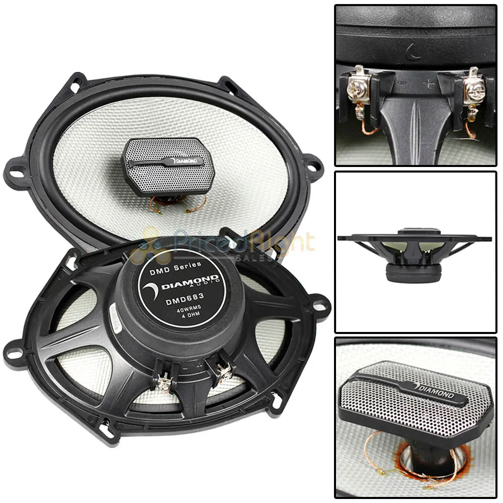 Diamond Audio 6x8" 3 Way Coaxial Speakers 80 Watts Max 4 Ohm DMD Series DMD683