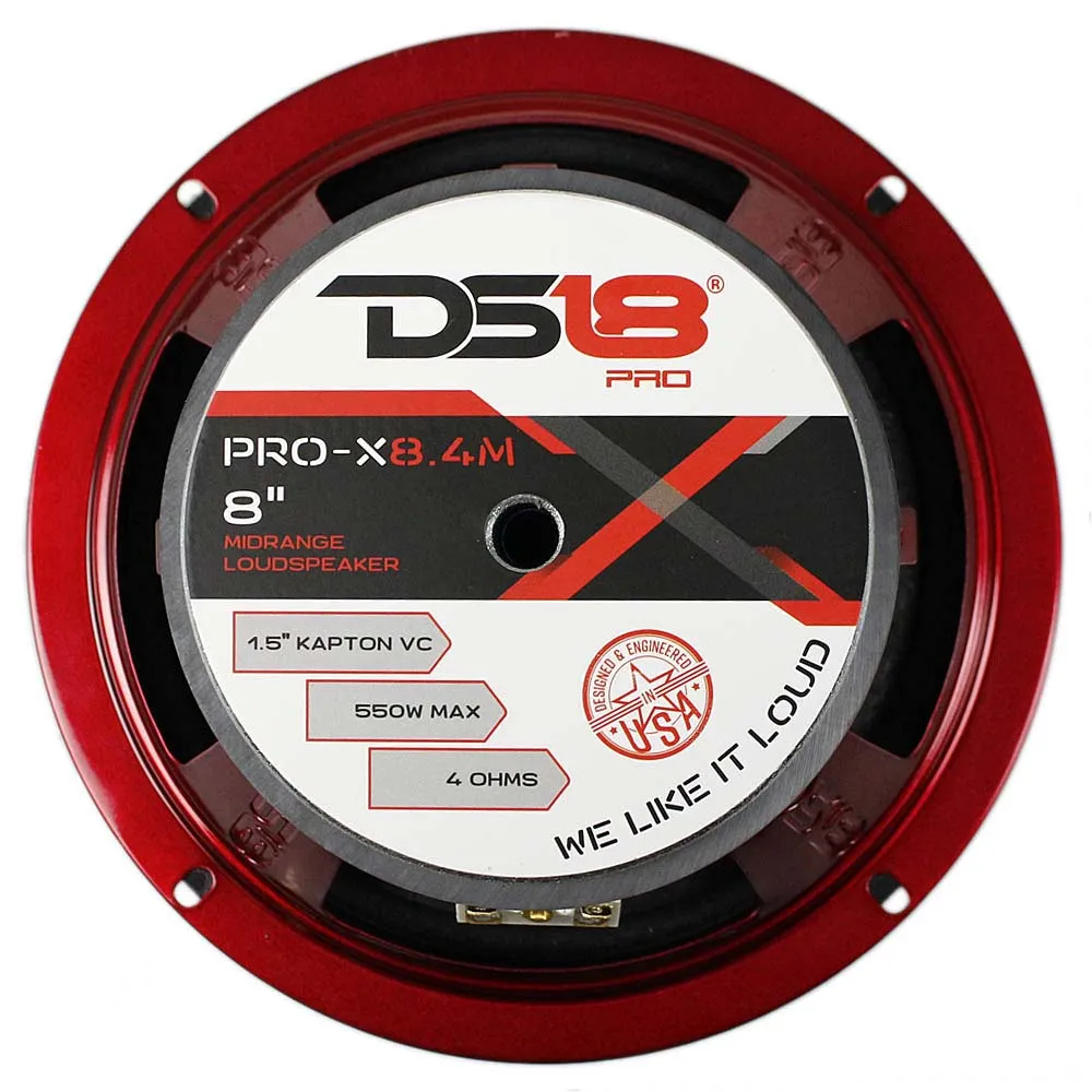 DS18 8" Mid Range Speaker 550 Watts Max 4 Ohm Loudspeaker Car Audio PRO-X8.4M