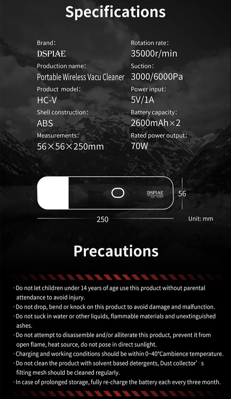 Dspiae HC-V Portable Handheld Vacuum Cleaner